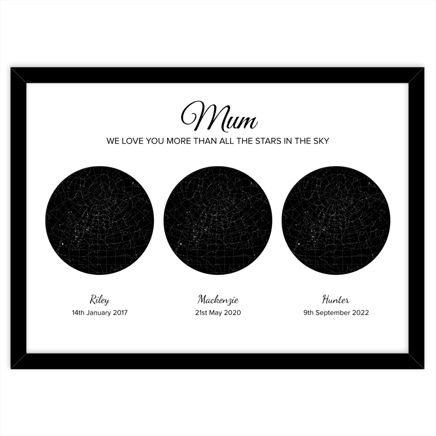 Custom Star Map with Triple Round Image - Mum