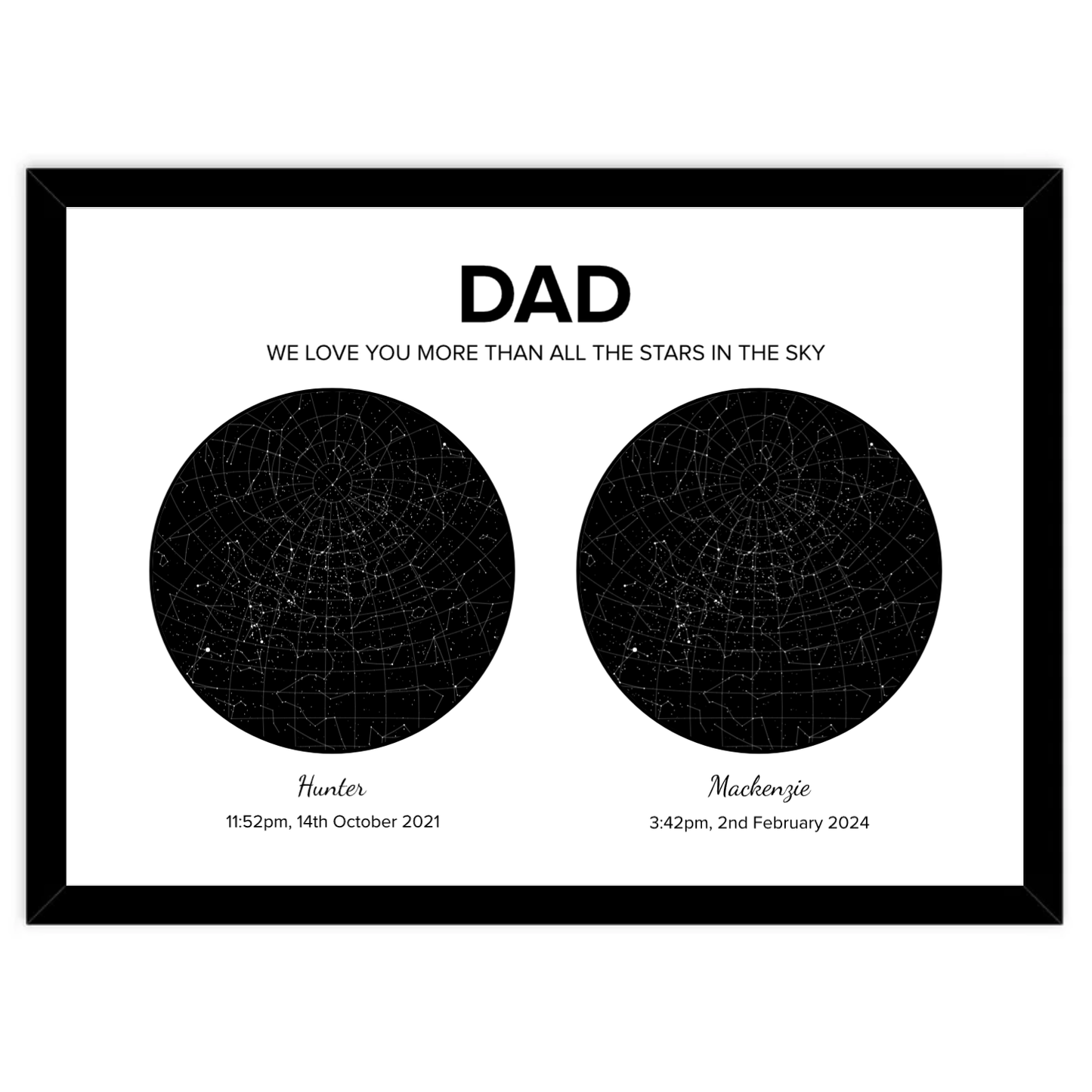 Custom Star Map with Double Round Image -Dad