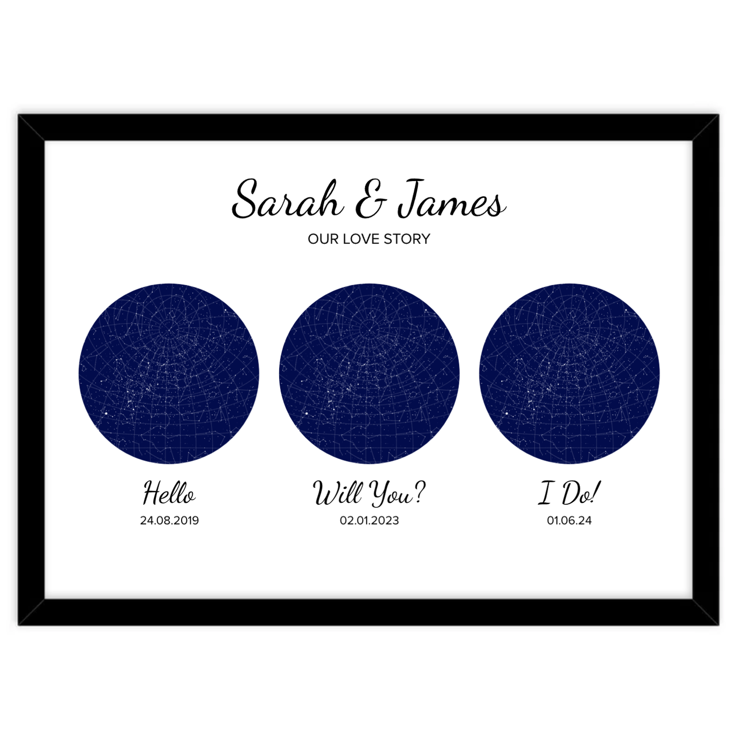 Custom Star Map Triple-Round-Image- Hello-Will-You-I-Do design