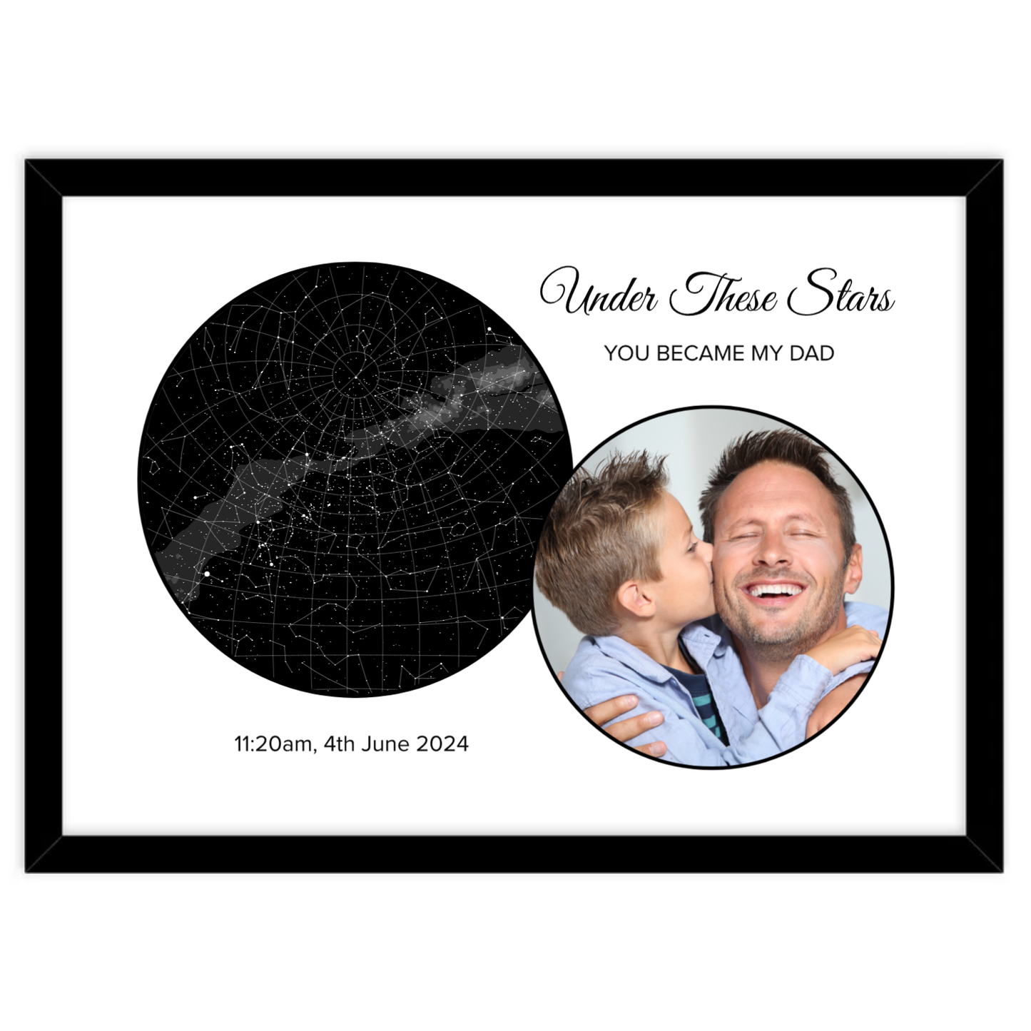 Custom Star Map with Photo and Black Frame