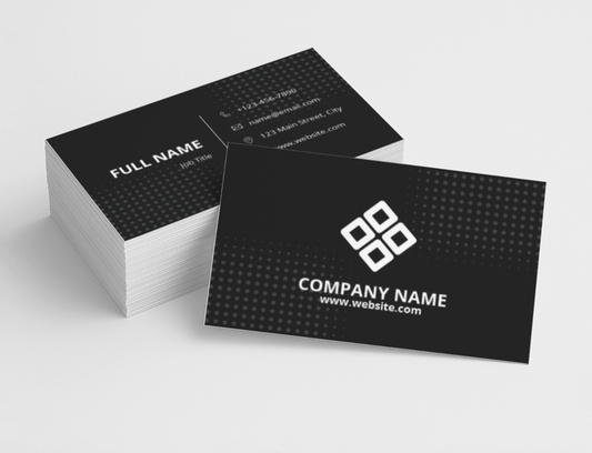 Front and back spread of custom double-sided business cards