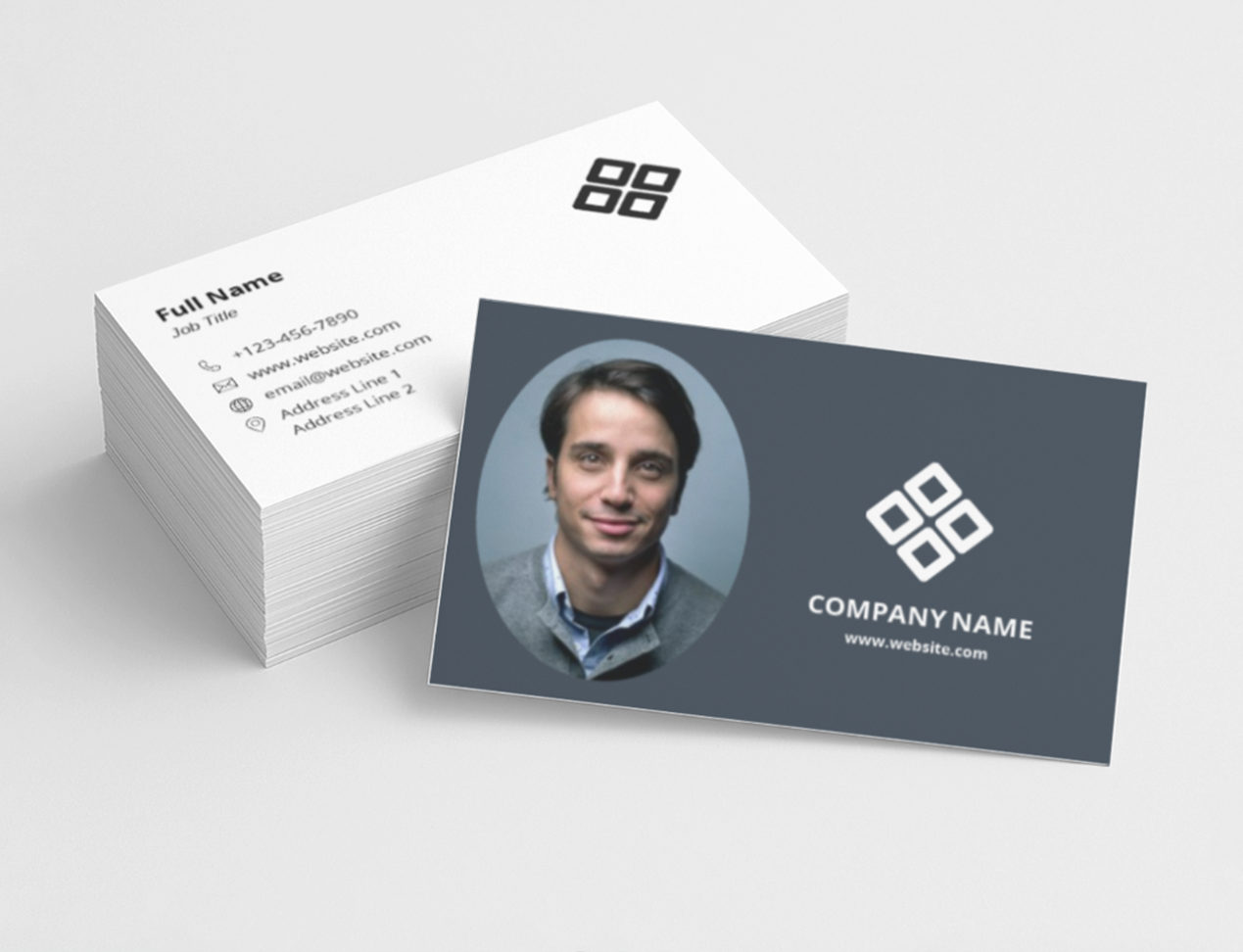 Modern design with photo front and socials back on double-sided card