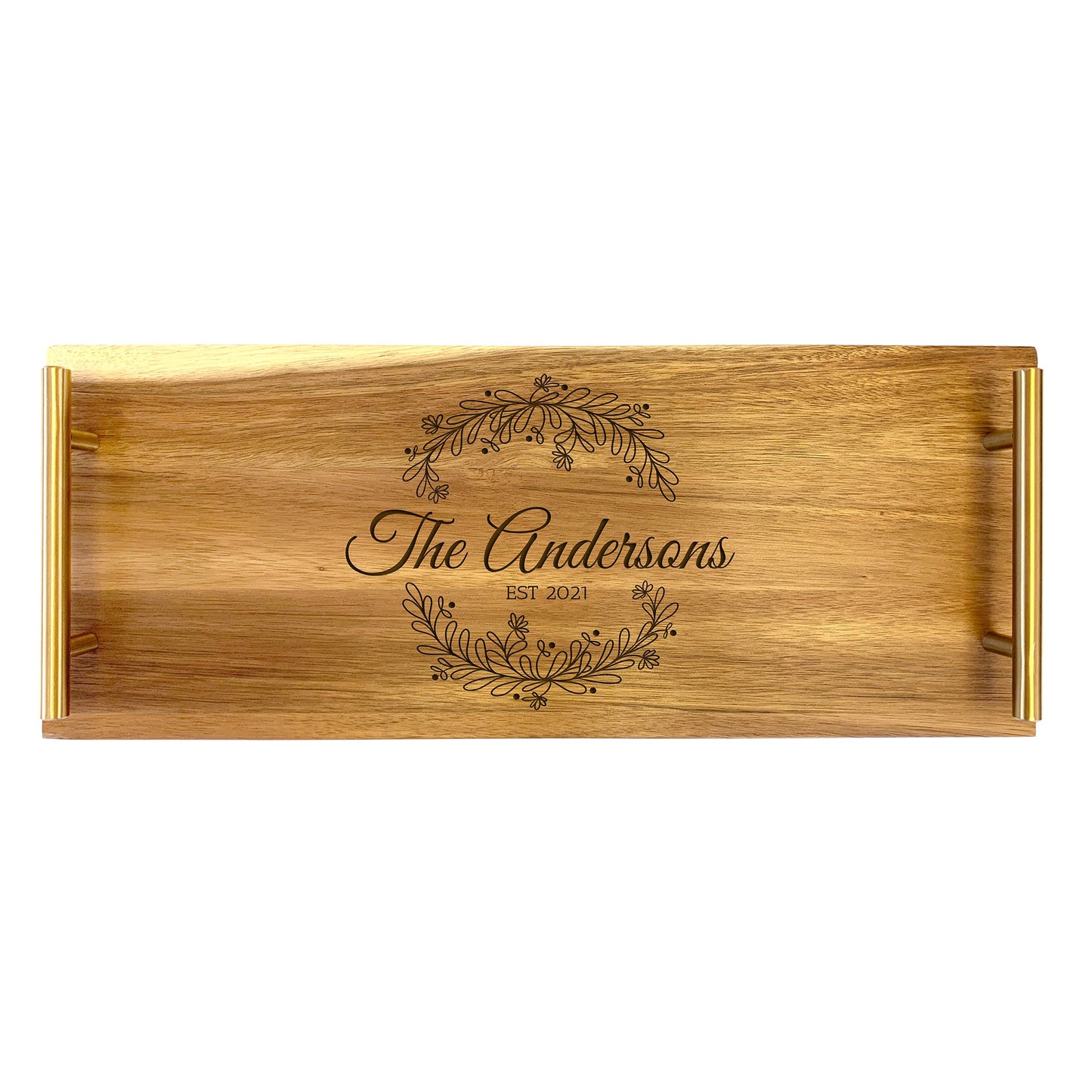 Engraved Serving Tray - Family Wreath