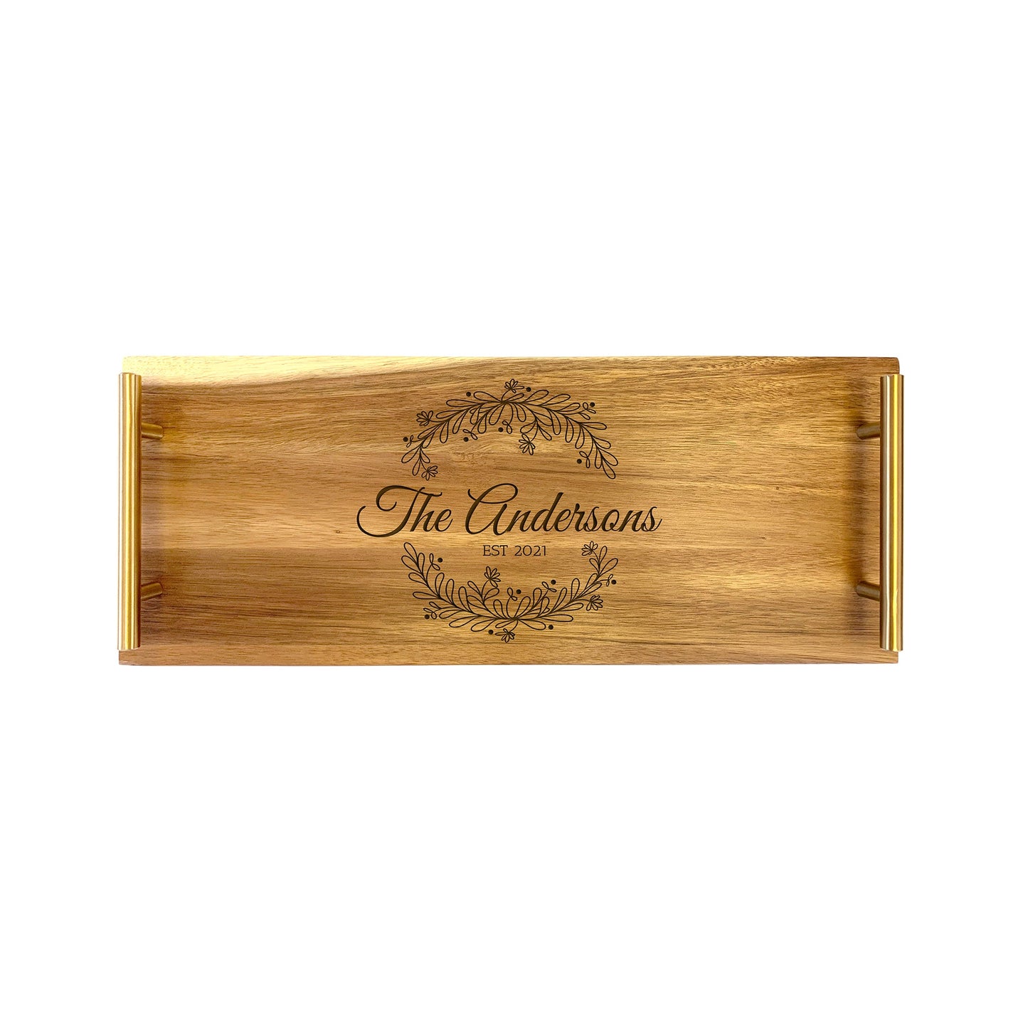 Engraved Serving Tray - Small - Family Wreath