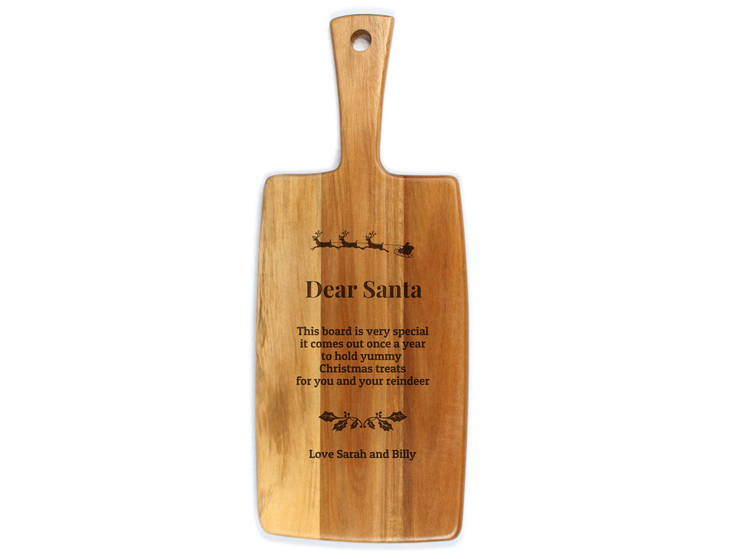 Personalized Cheese Board with Santa design engraved