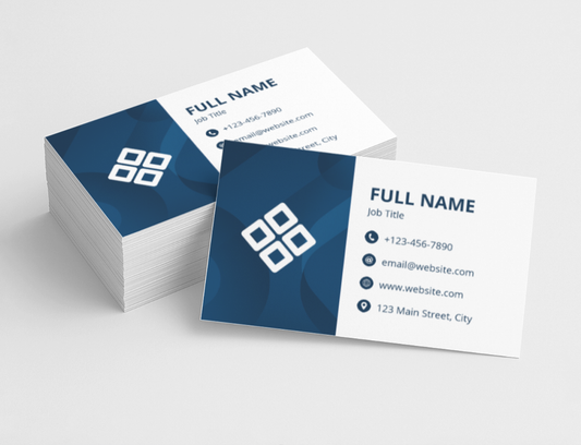 Minimal logo design on a clean single-sided business card printed online