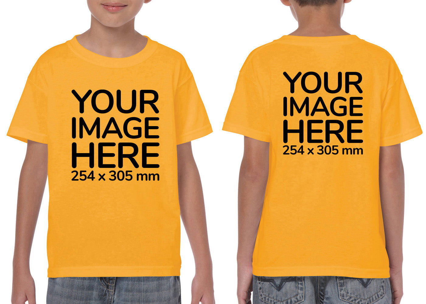 Yellow Kid's T-Shirt - customisable with photo on front and back