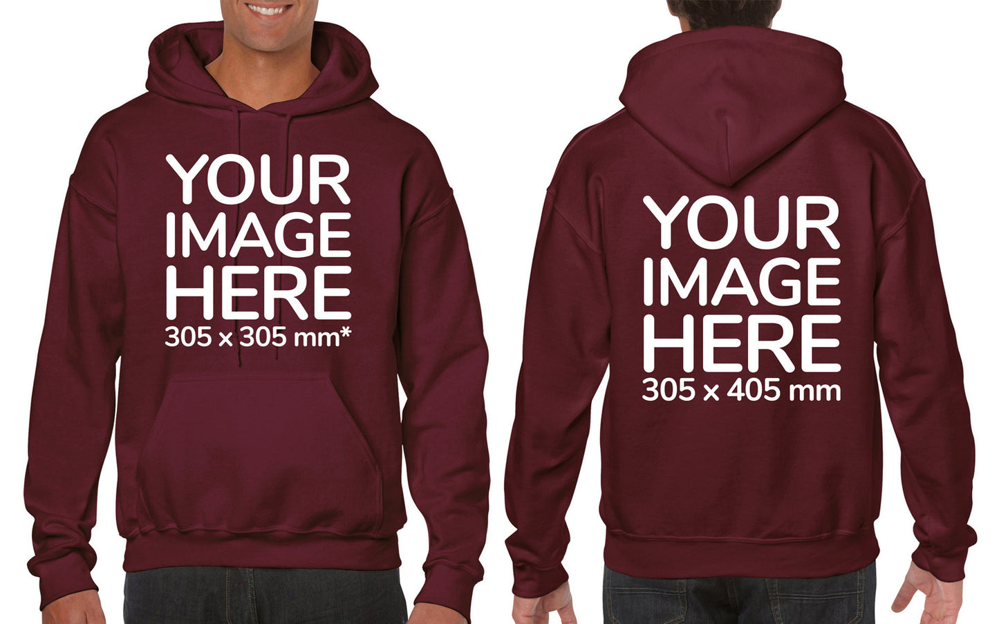 Burgundy Hoodie customised with image on the front and back