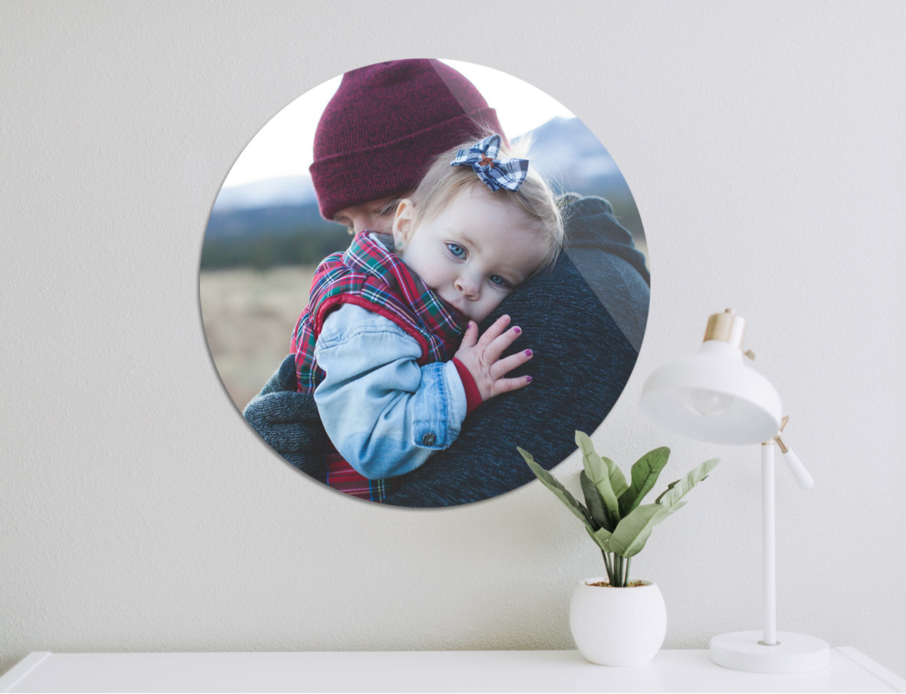 Round Metal Print personalised with kids and mom photo