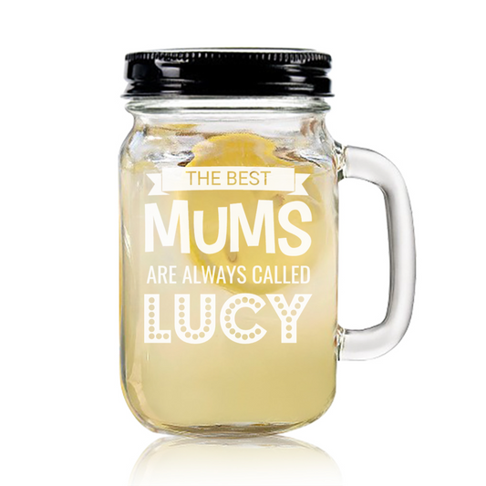 Engraved Mason Jar personalised with Design - Best Mums