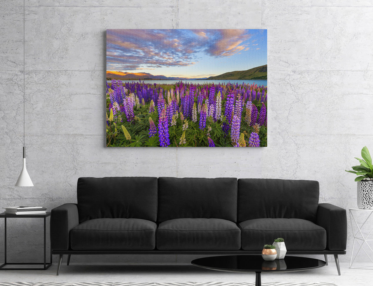 Canvas Print displayed on the wall behind sofa