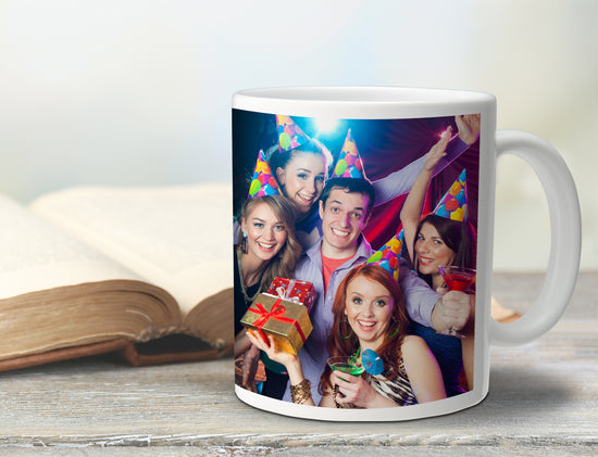 A Custom Photo Gift (Mug) standing on the table