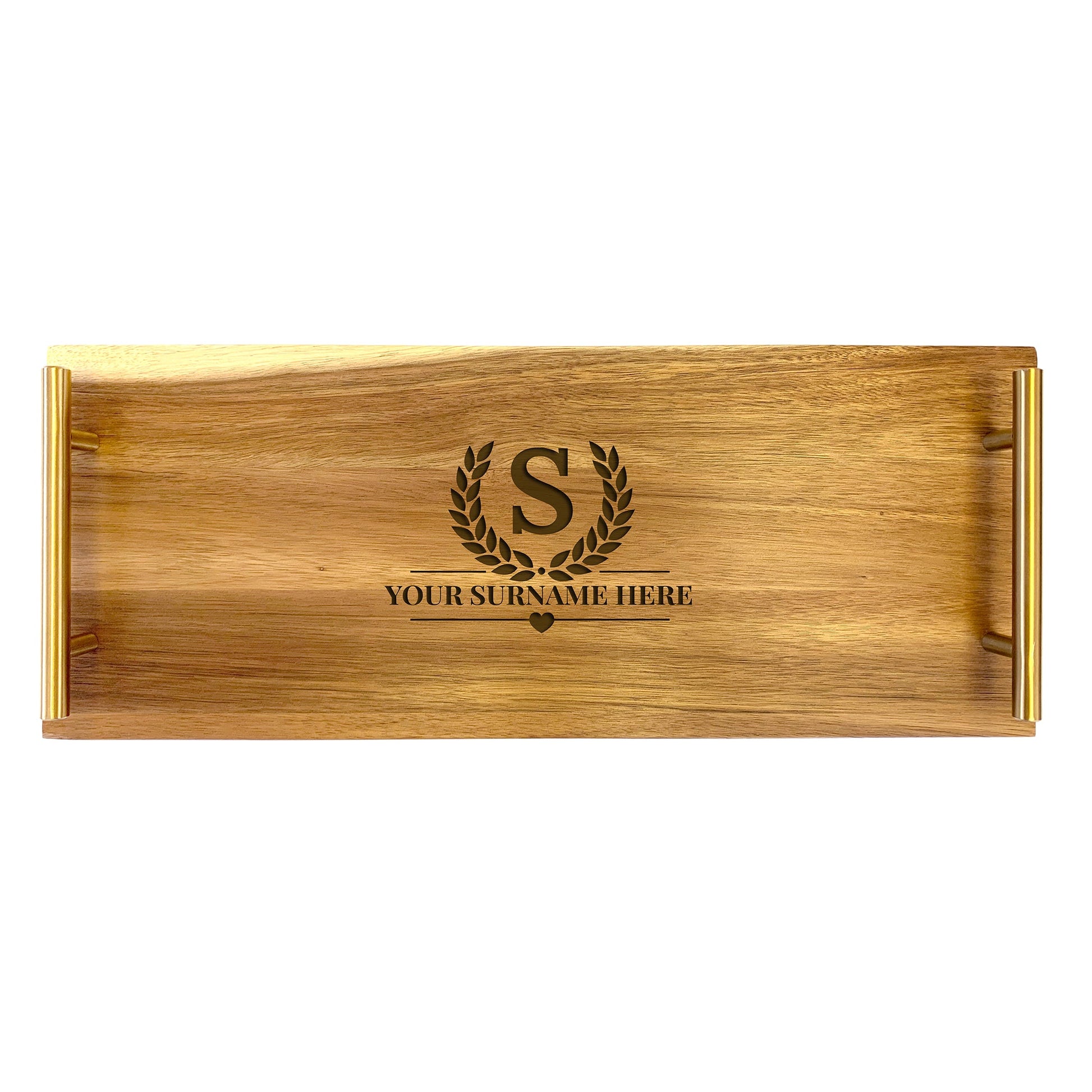 Engraved Serving Board - with Design Family Laurel