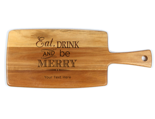 Wedding Gift Idea - Engraved Cheese Board - Eat Drink and Be Merry Design