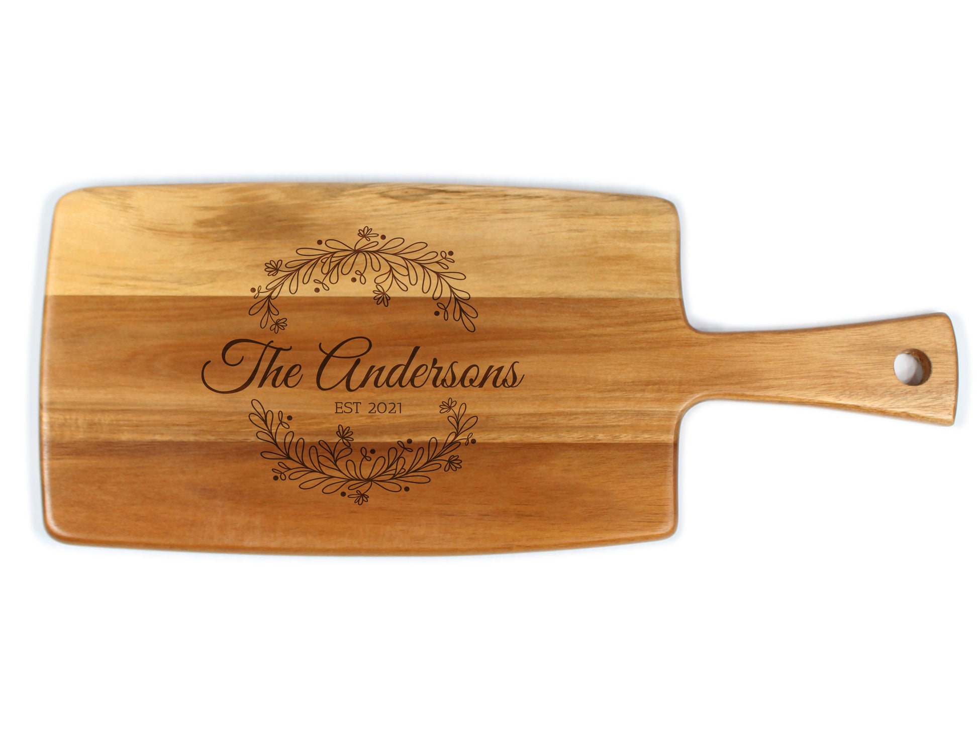 Engraved Cheese Board - with Design Wreath