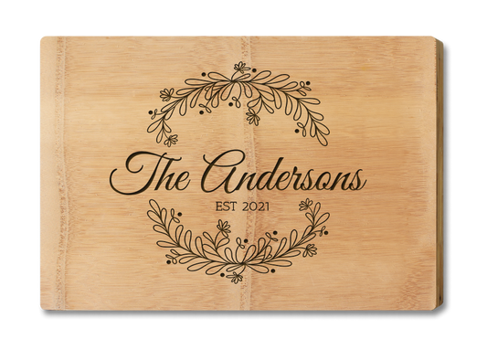Engraved Cheese Board - with Design Wreath Premium