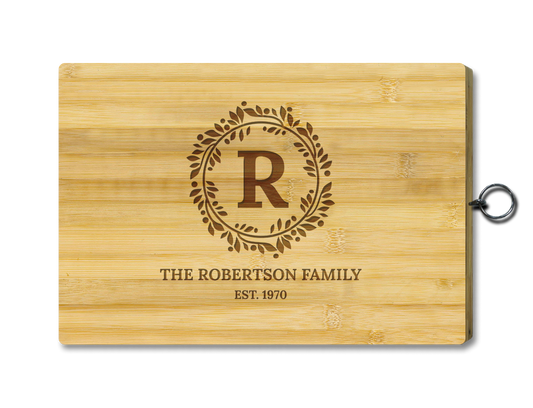 Personalised Chopping Board - engraved with Monogram Family design