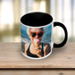 Colour Mug with Black handle and inside.