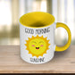 Colourful Mug with Yellow handle and inside.