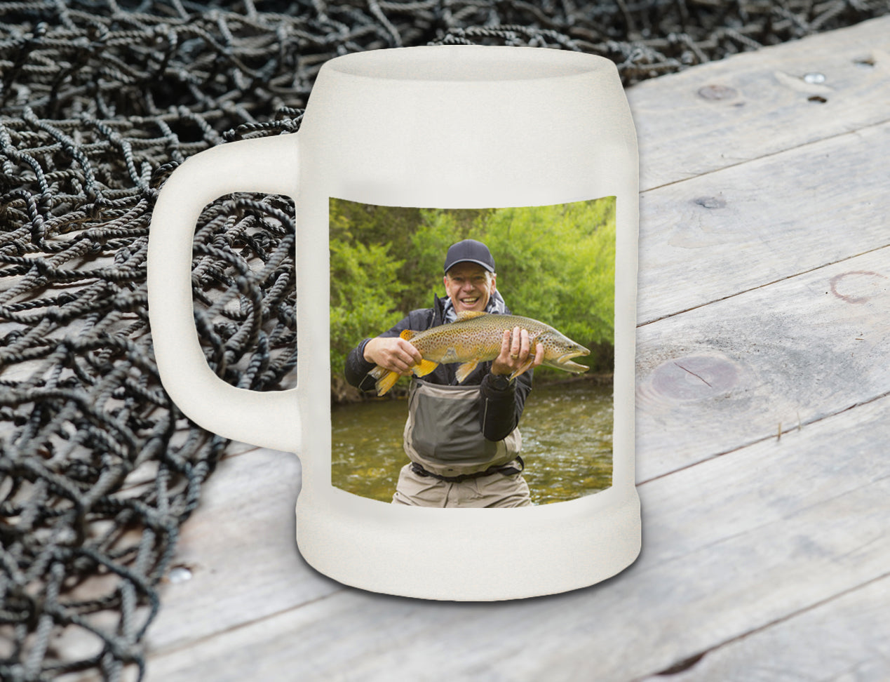 Large Custom Beer Stein personalised with photo of father of family