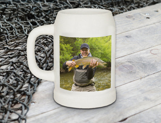 Large Custom Beer Stein personalised with photo of father of family
