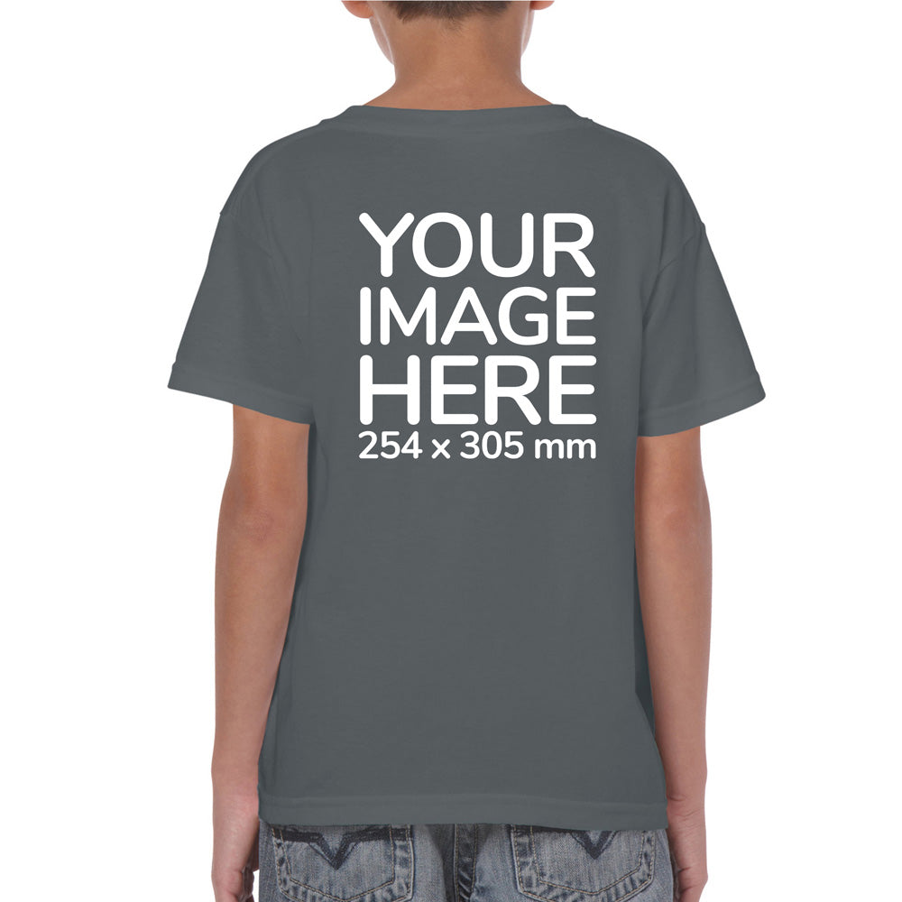 Custom Gray Kid's T-Shirt - personalised with photo on back