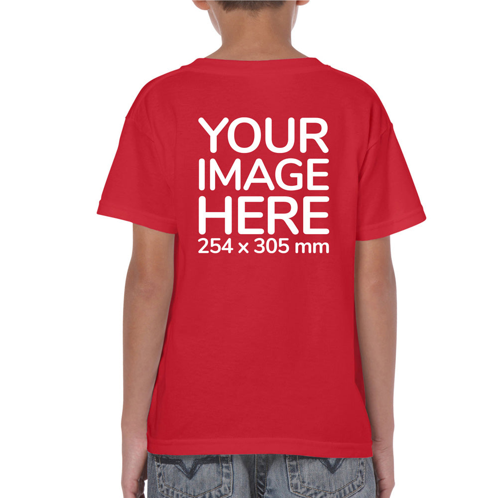 Custom Red Kid's T-Shirt - customisable with image on back