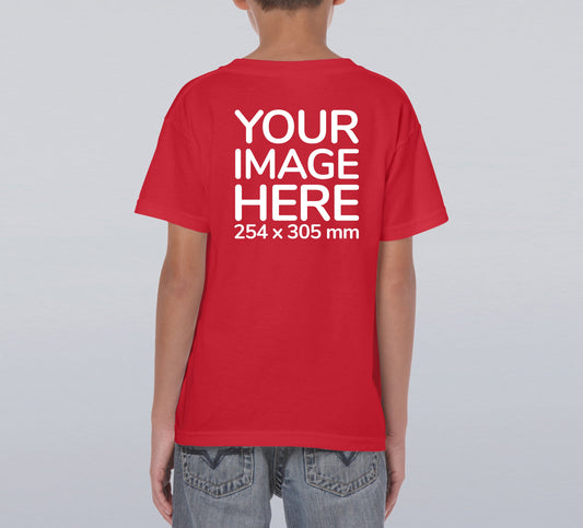Custom Red Children's T-Shirt - personalised with photo on back