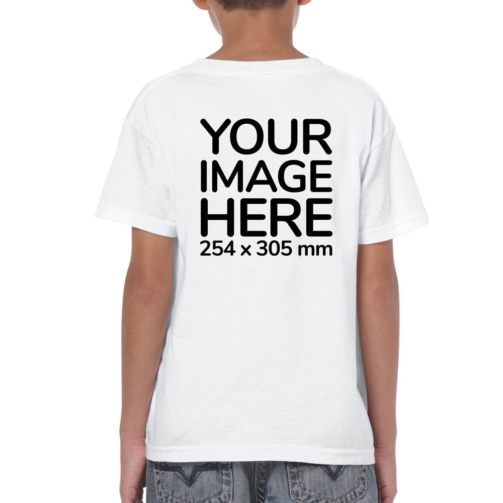Custom White Kid's T-Shirt - customisable with photo on back