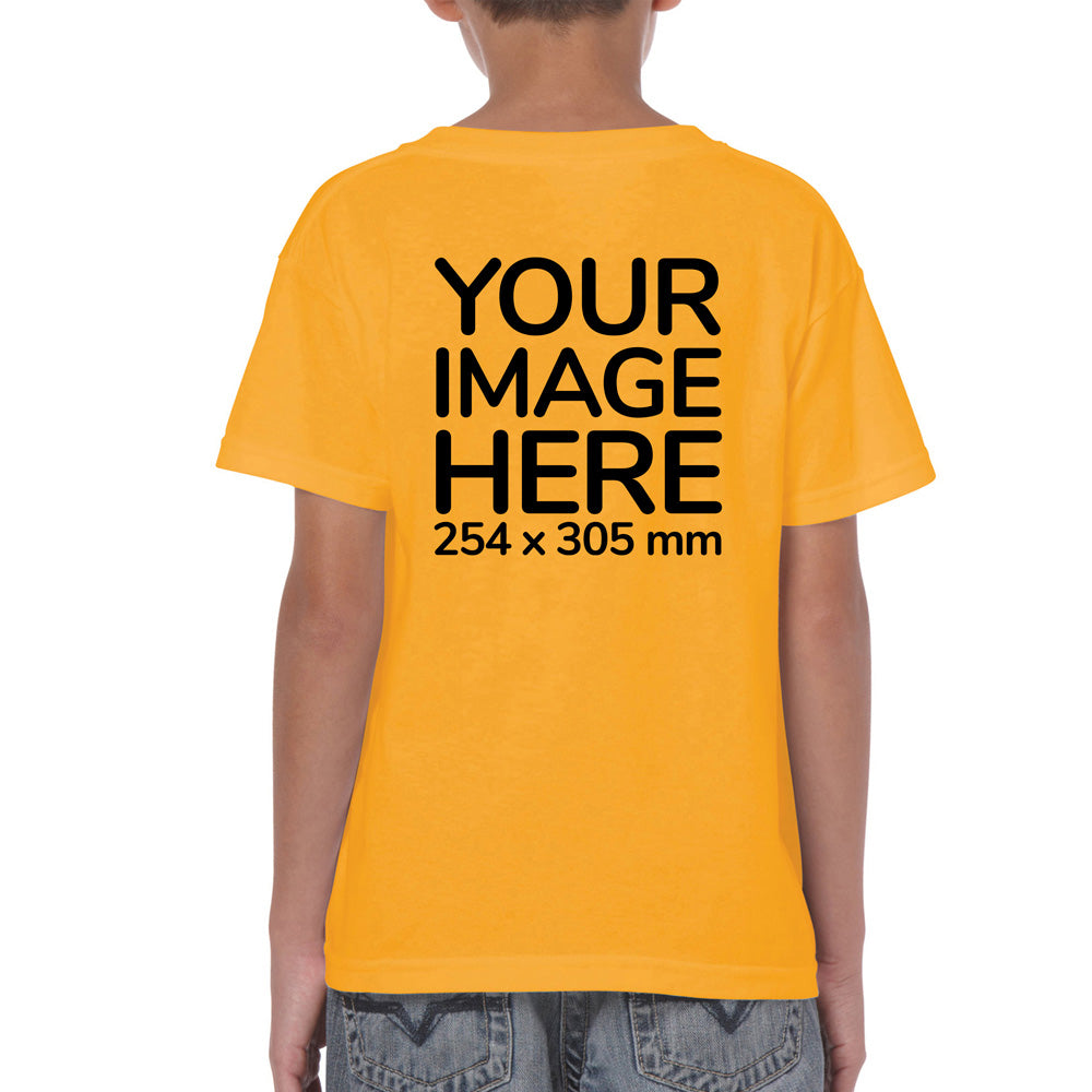 Custom Yellow Kid's T-Shirt - customisable with photo on back