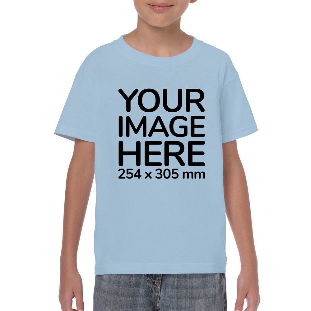 Custom Light Blue Kid's T-Shirt - customisable with photo on front
