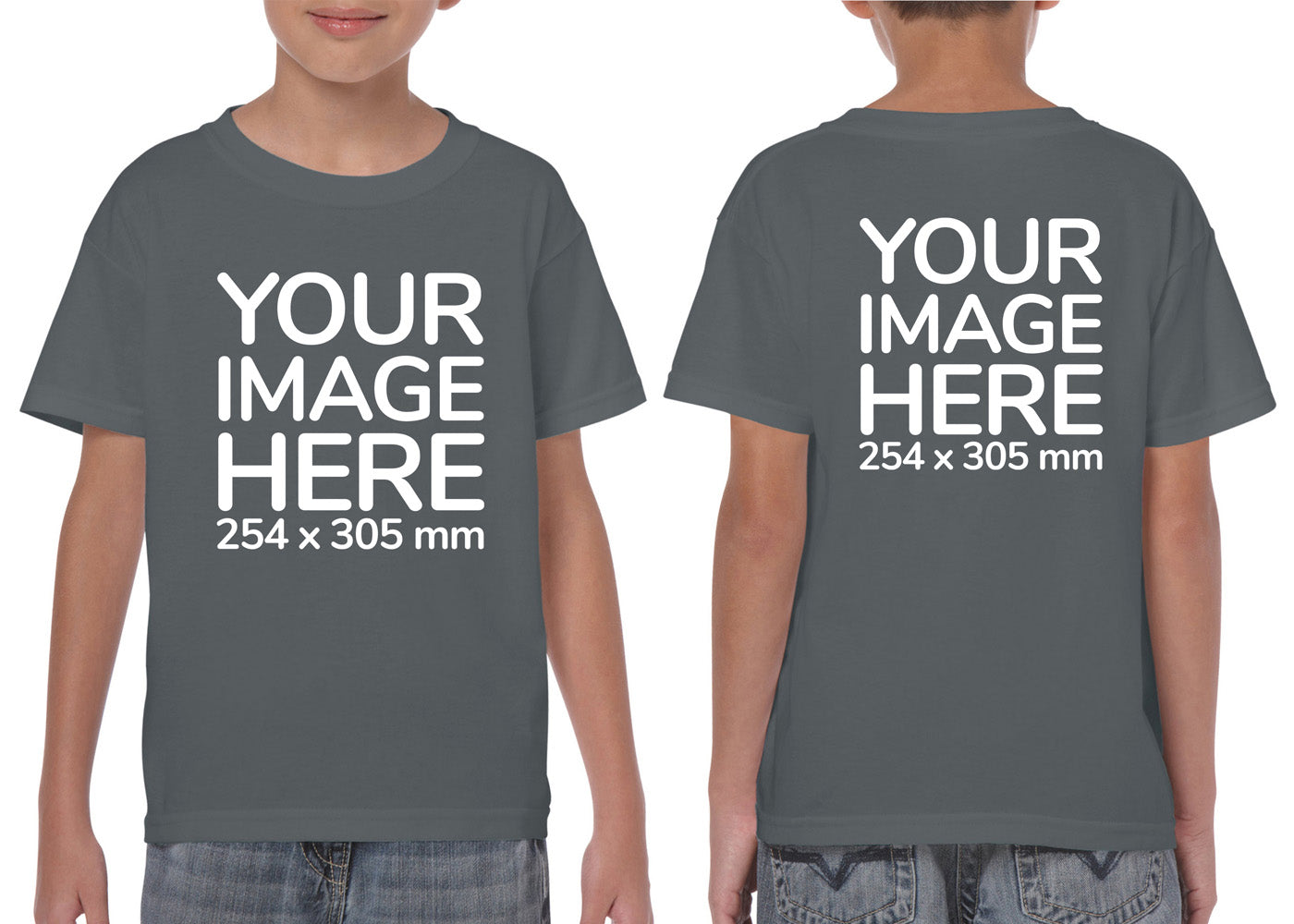 Custom Gray Kid's T-Shirt - customisable with photo on front and back