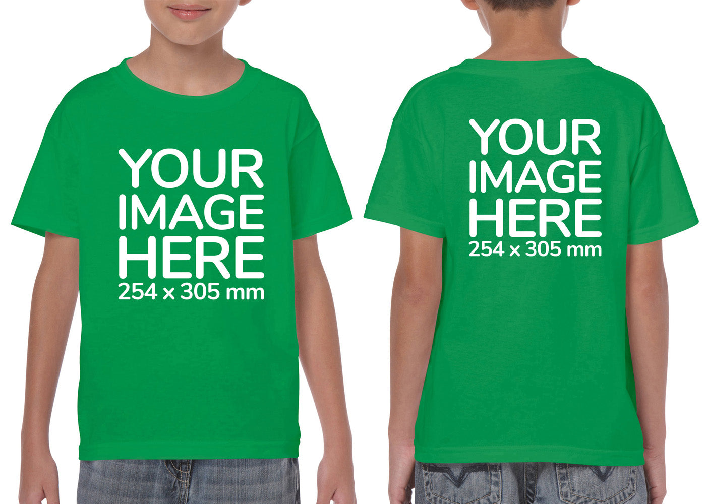Custom Green Kid's T-Shirt - customisable with photo on front and back