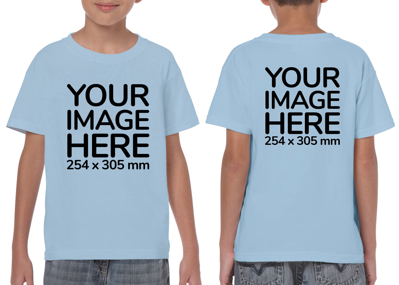Light Blue Kid's T-Shirt - customisable with photo on front and back