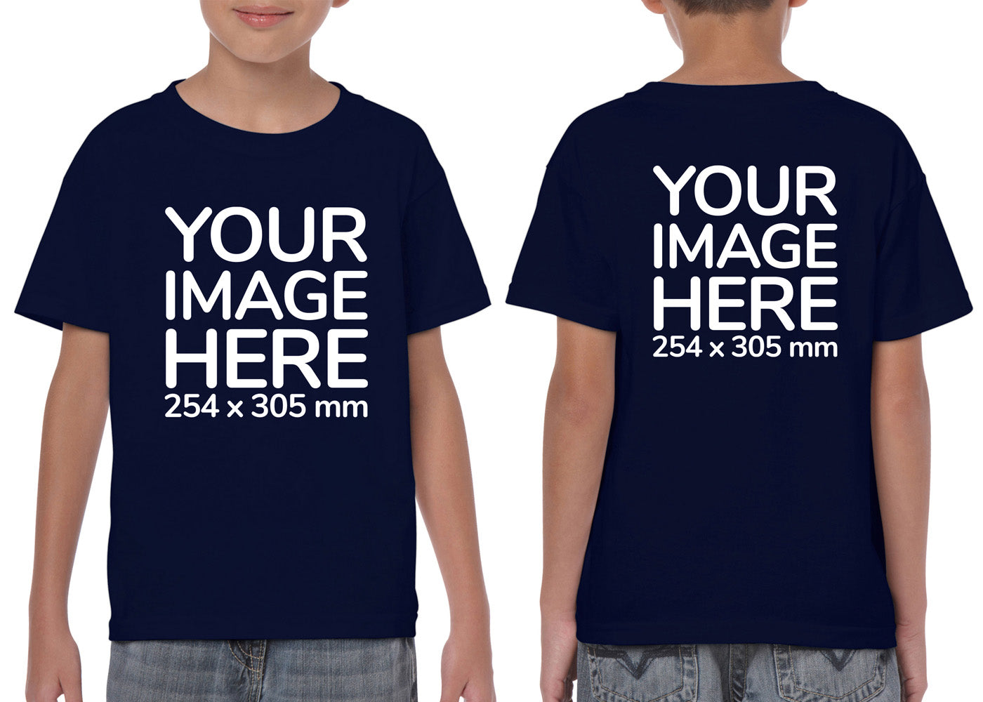 Custom Navy Blue Kid's T-Shirt - personalised with photo on front and back