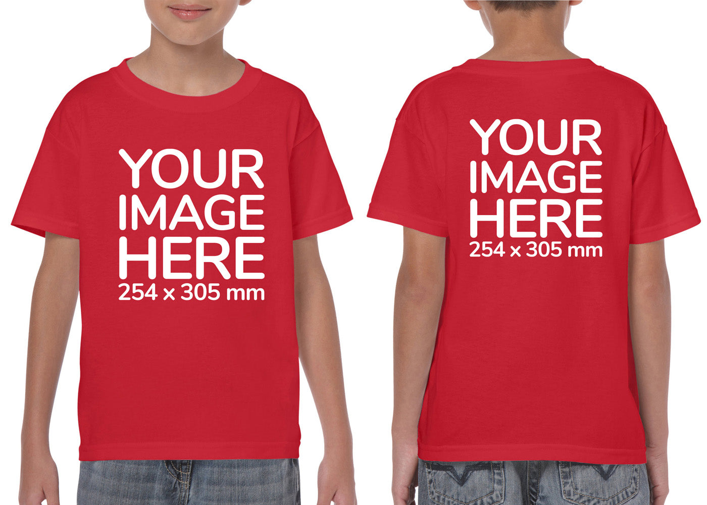 Custom Red Kid's T-Shirt - customisable with image on front and back