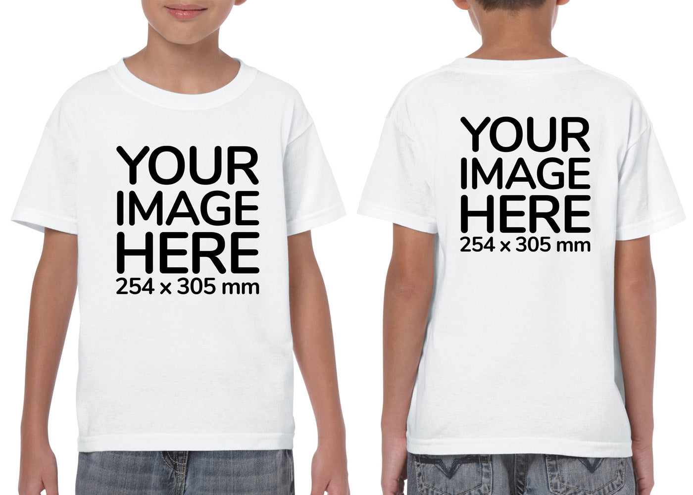 Custom White Kid's T-Shirt - customisable with photo on front and back