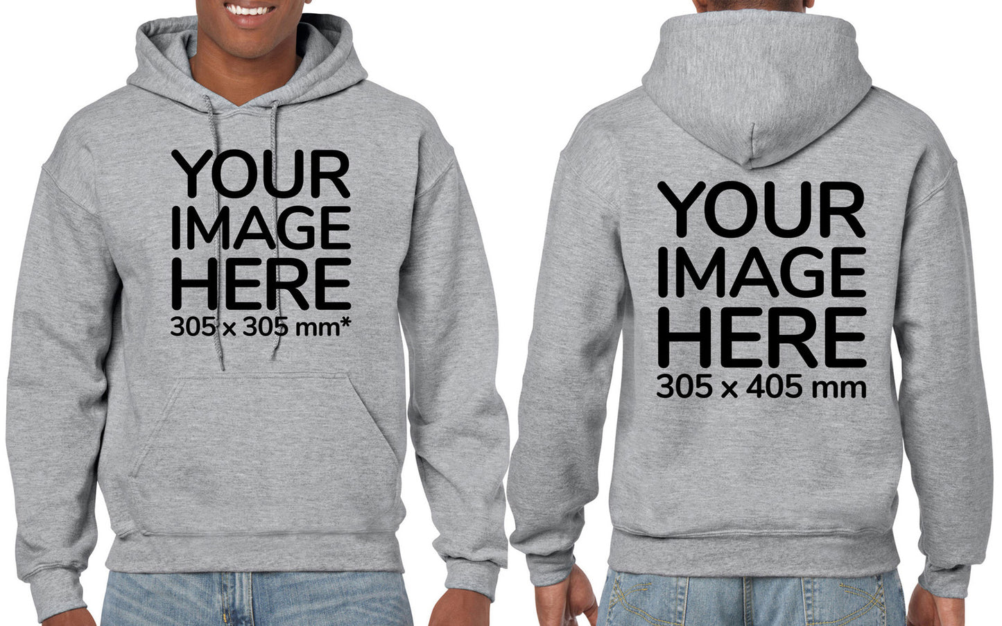 Light Gray Hoodie customised with image on the front and back