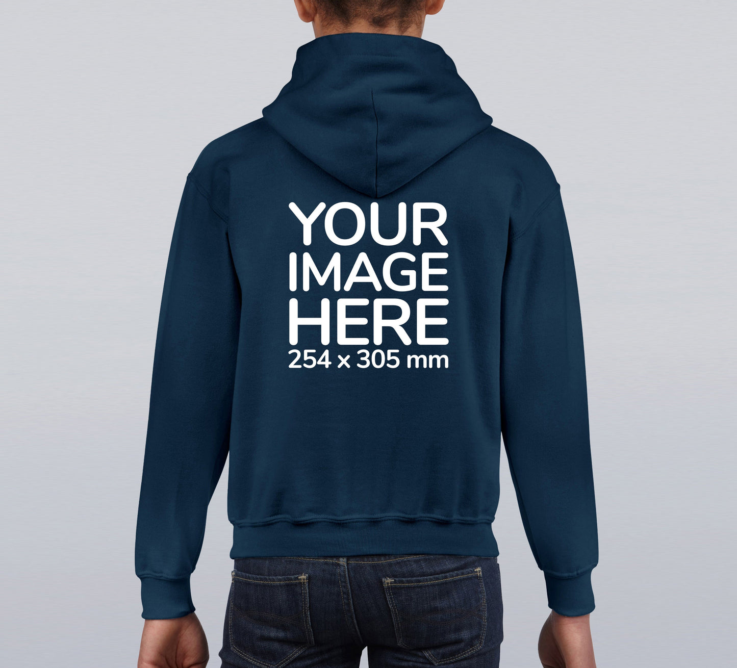 Dark Blue Kids Hoodies - with image area on back
