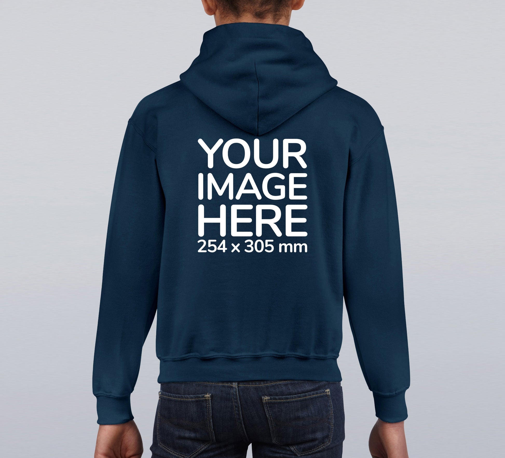 Dark Blue Kids Hoodies - with image area on back