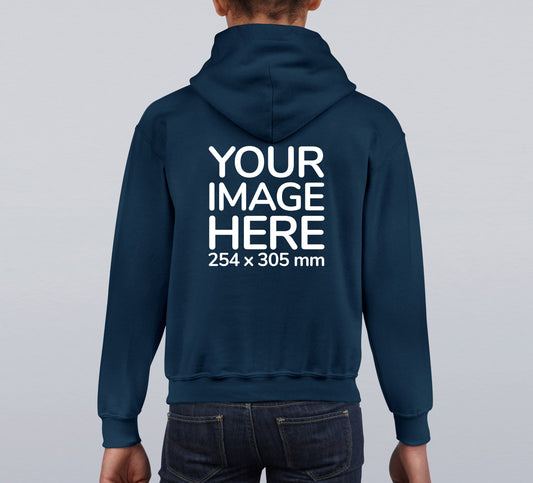 Dark Blue Kids Hoodies - with image area on back