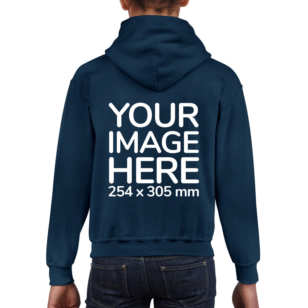 Dark Blue Kids Hoodies - with image area on back