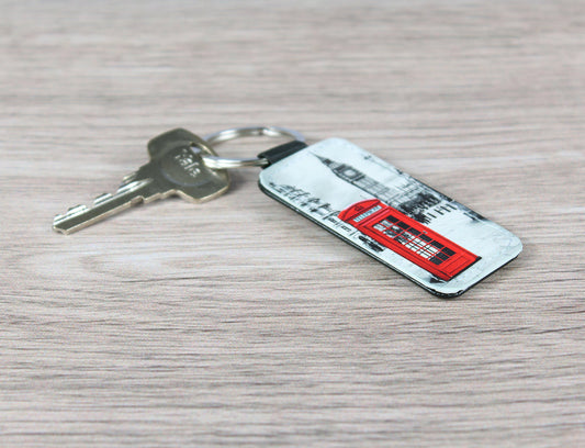 Leather-looking Photo Keychain with London picture