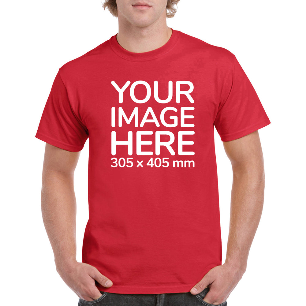 Red Men's T-Shirt - customised with image on front side