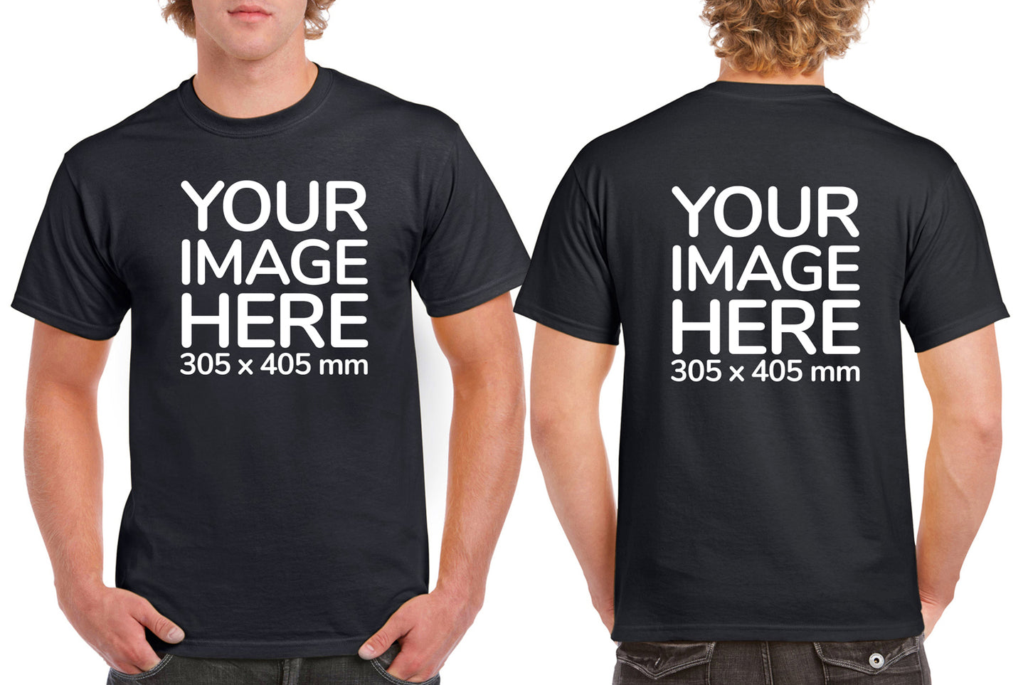 Black Men's T-Shirt - customised with image on front and back