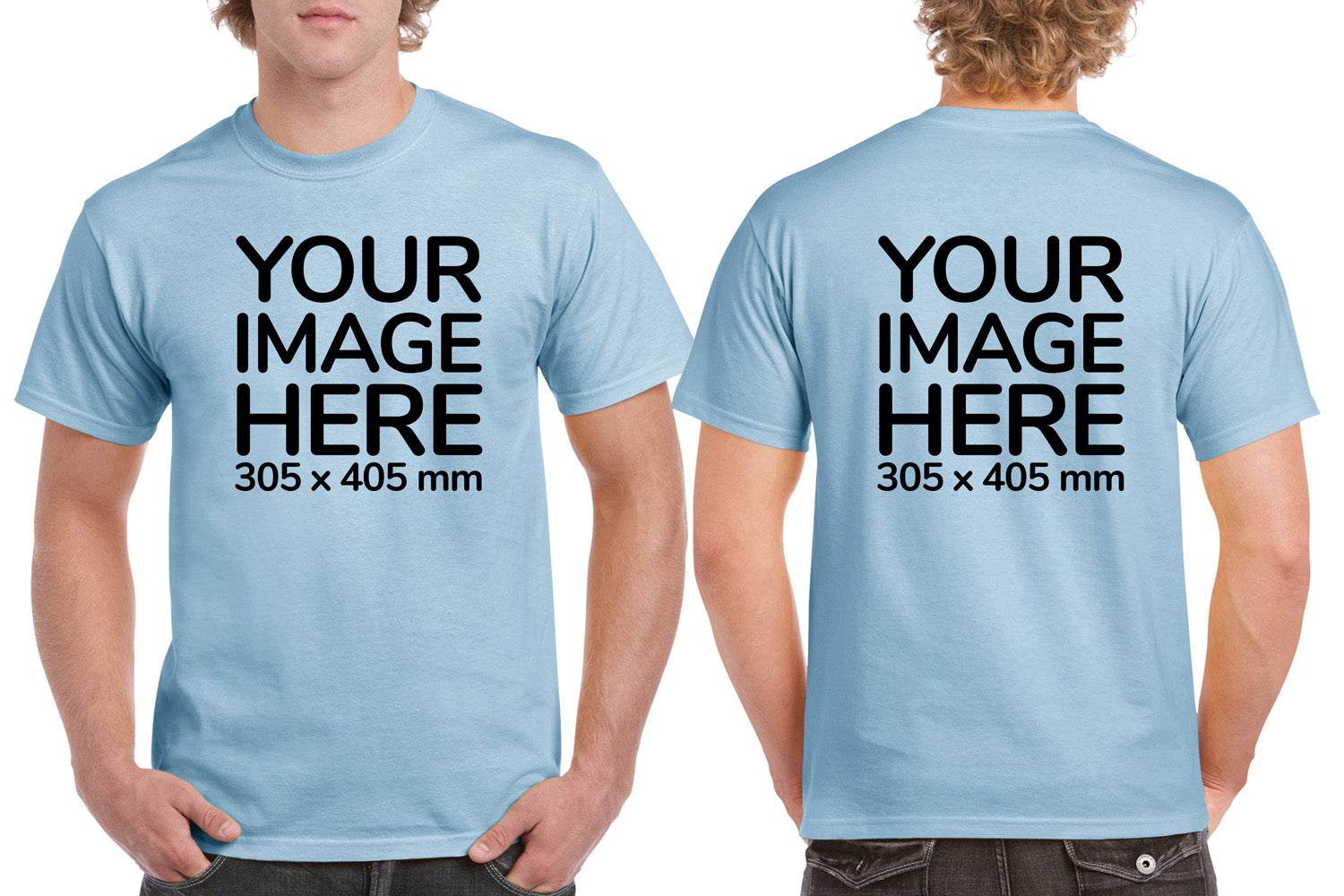 Light Blue Men's T-Shirt - customised with image on front and back