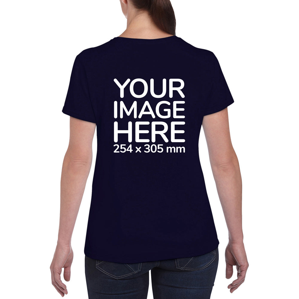Black Custom Women's T-Shirt - personalised with image printed on back side