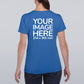 Blue Custom Women's T-Shirt - personalised with image printed on back side