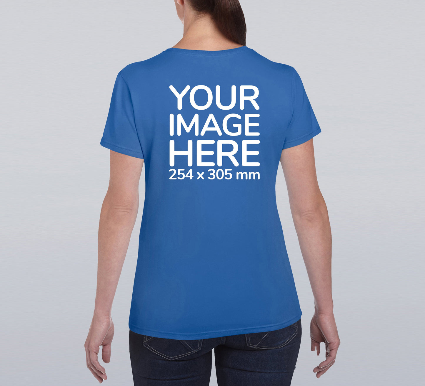 Blue Custom Women's T-Shirt - personalised with image printed on back side