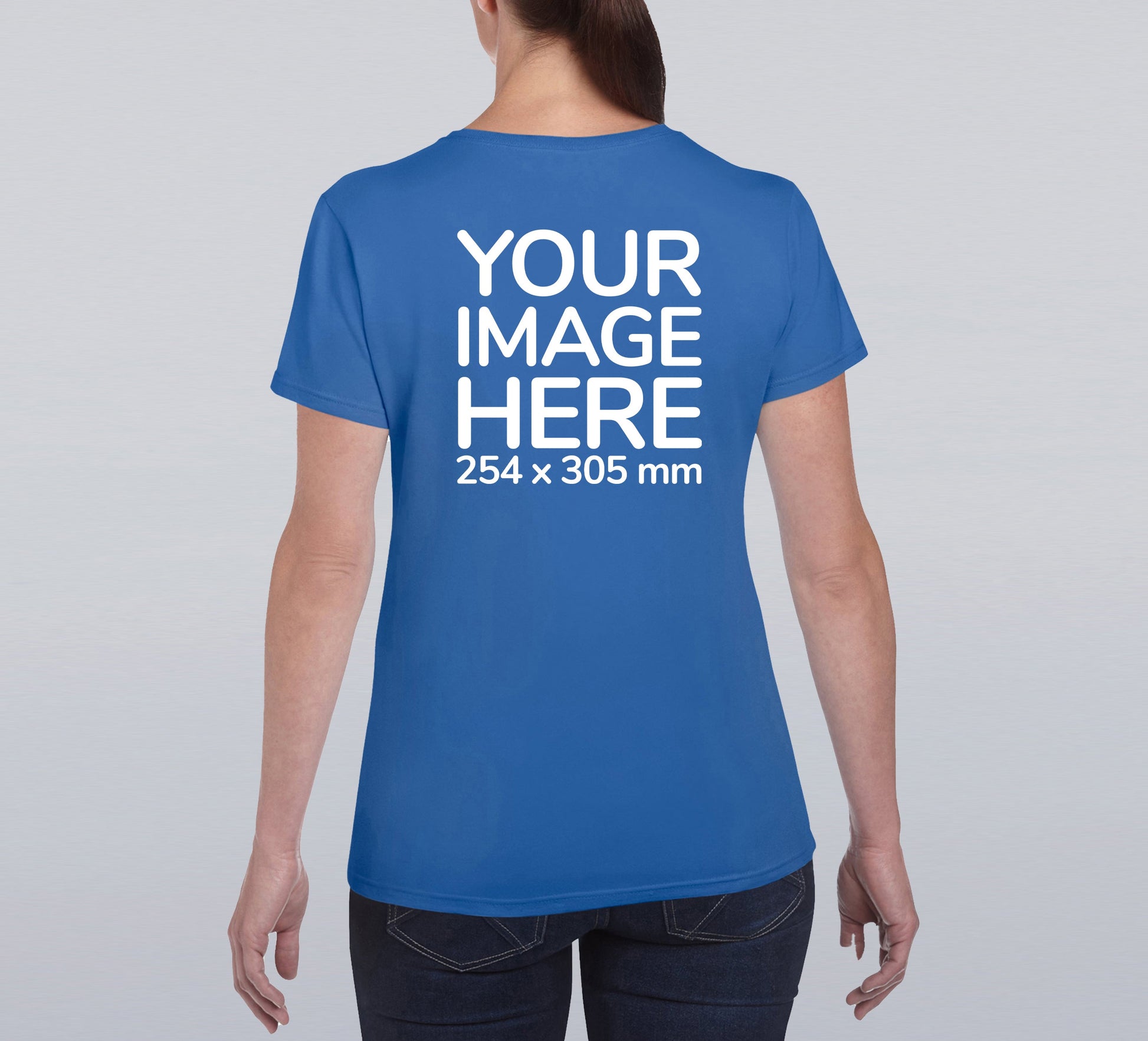 Blue Custom Women's T-Shirt - personalised with image printed on back side